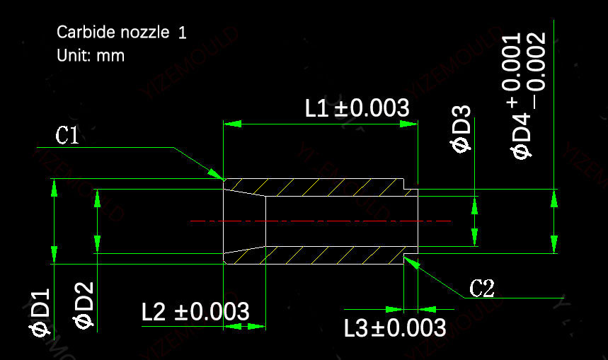 Tungsten carbide nozzle