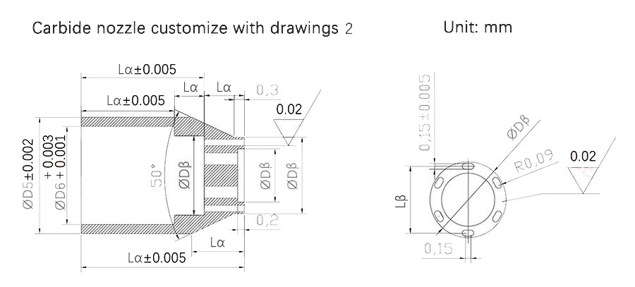 Tungsten carbide nozzle