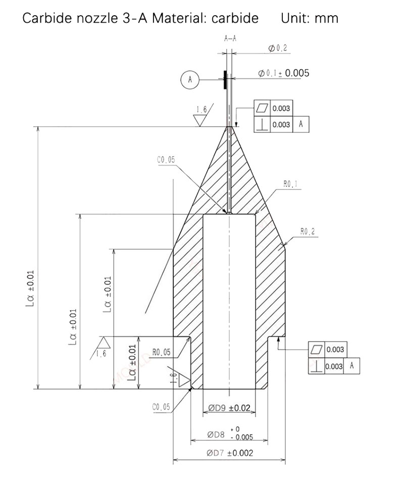 Tungsten carbide nozzle