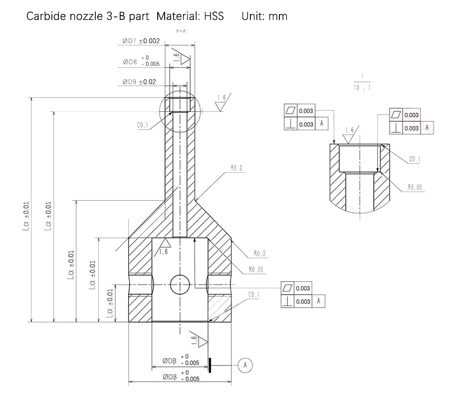 Tungsten carbide nozzle