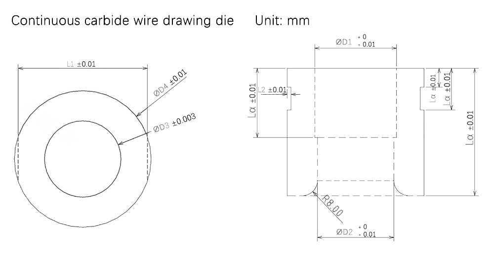 Carbide wire drawing die